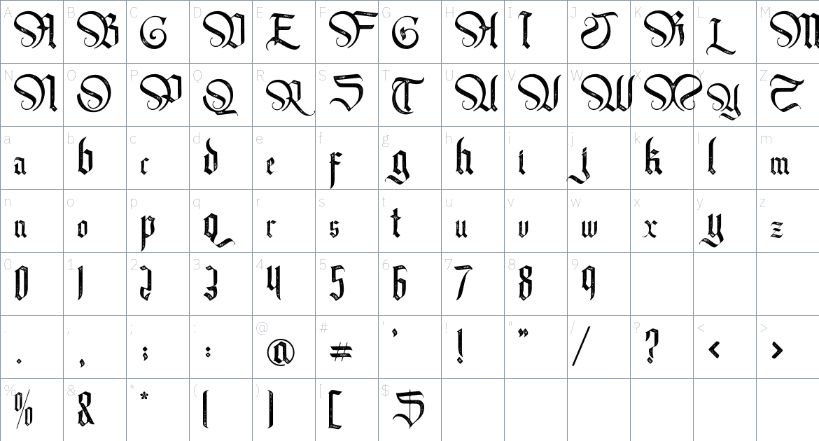 Midtown font Character Map