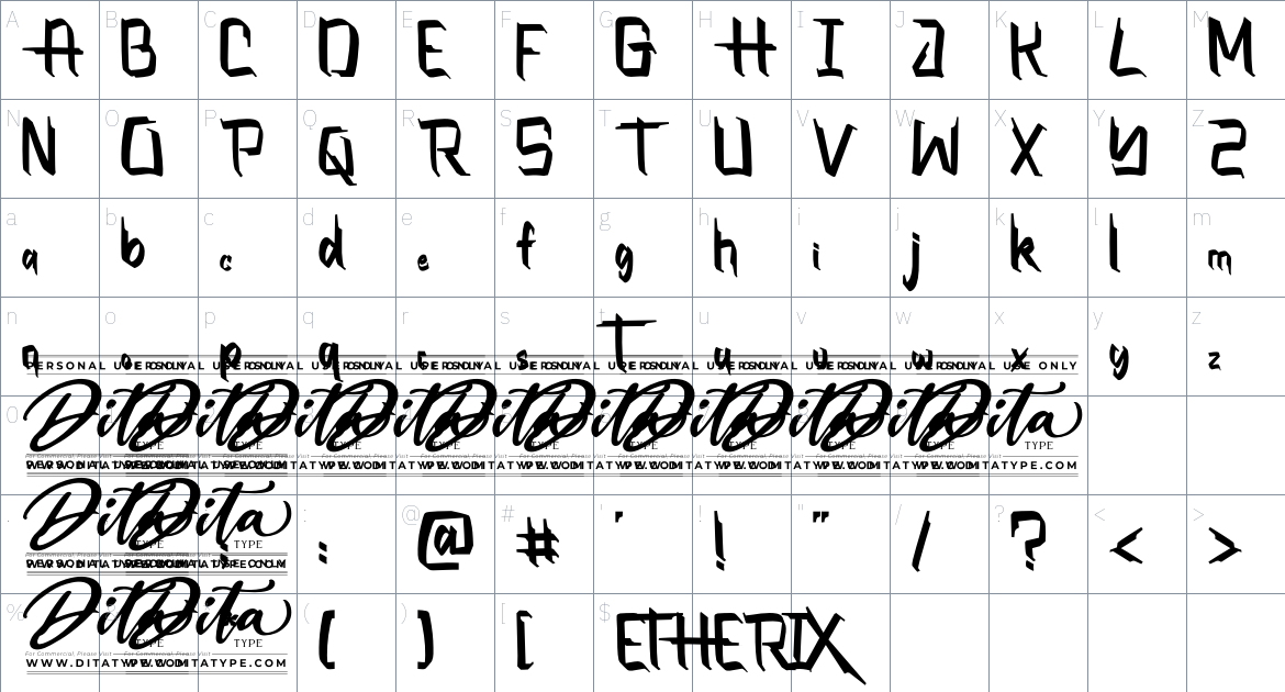 Etherix font Character Map