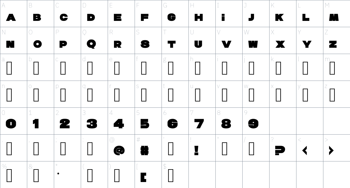 KAKUTEI font Character Map