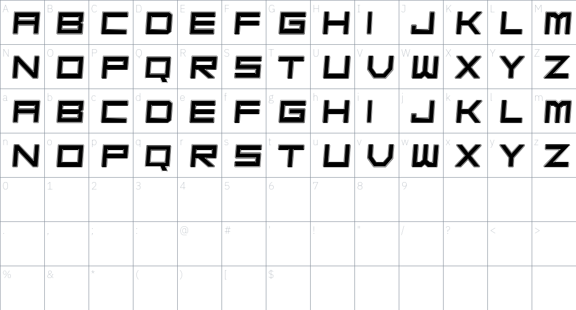 Ghost font Character Map