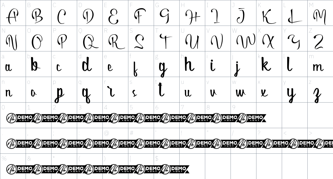 Mentari Pagi font Character Map