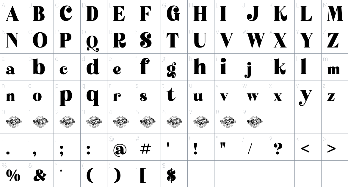 Atlantis Famingo font Character Map