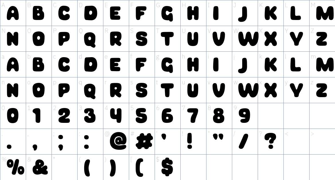 LeFun Font font Character Map