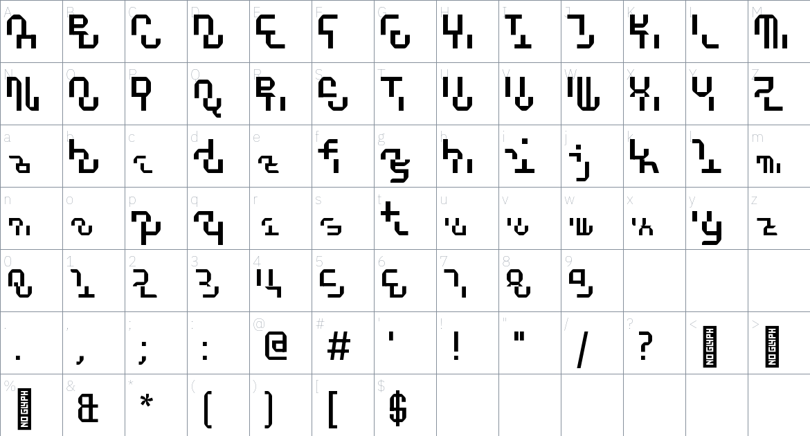 Defekt Font font Character Map