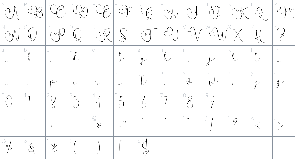 Marinthea font Character Map