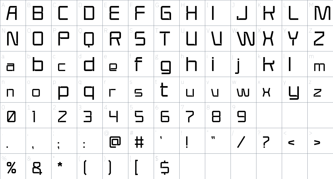 Mars Project Font font Character Map