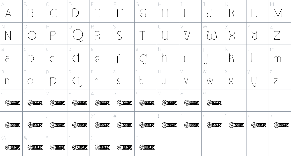 Damar Dan Wulan font Character Map