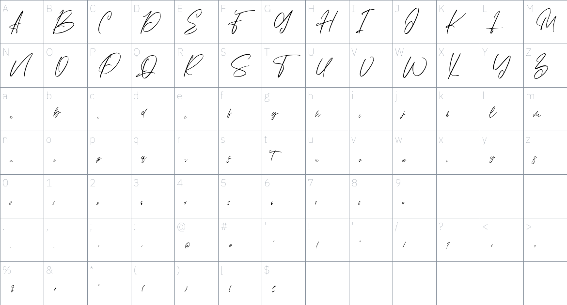 Murottal font Character Map