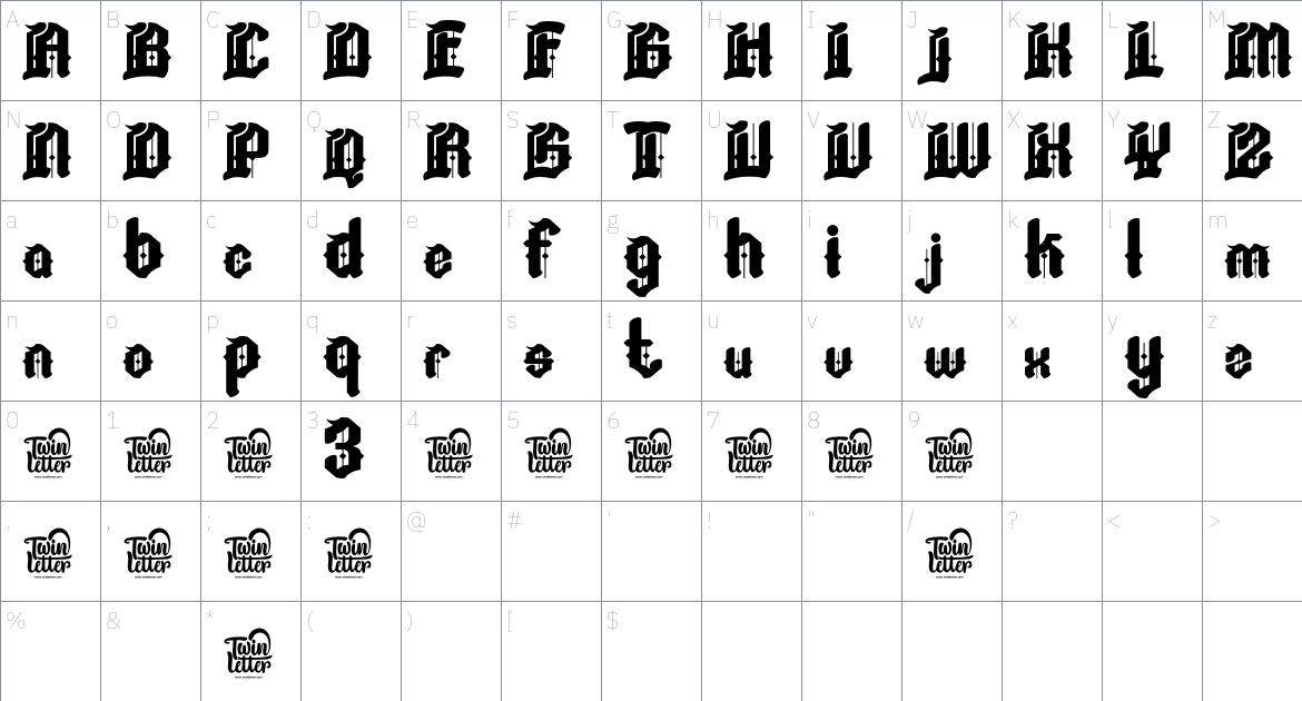 Hayen font Character Map