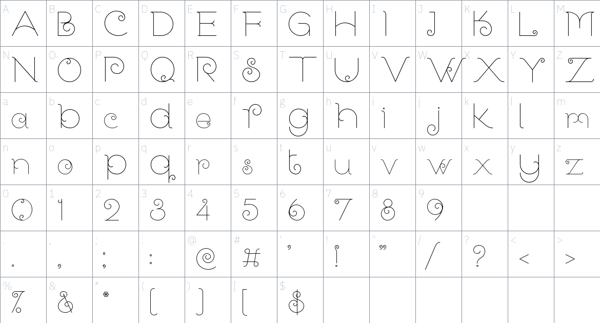 Lanka Curves Font font Character Map