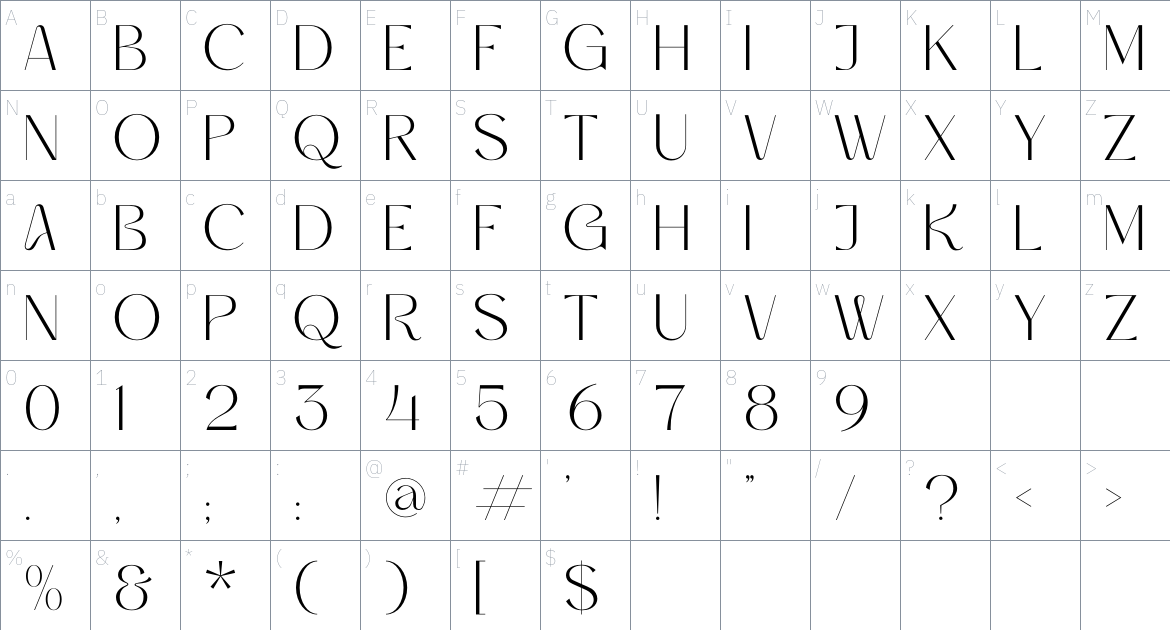 Gaquire Font font Character Map