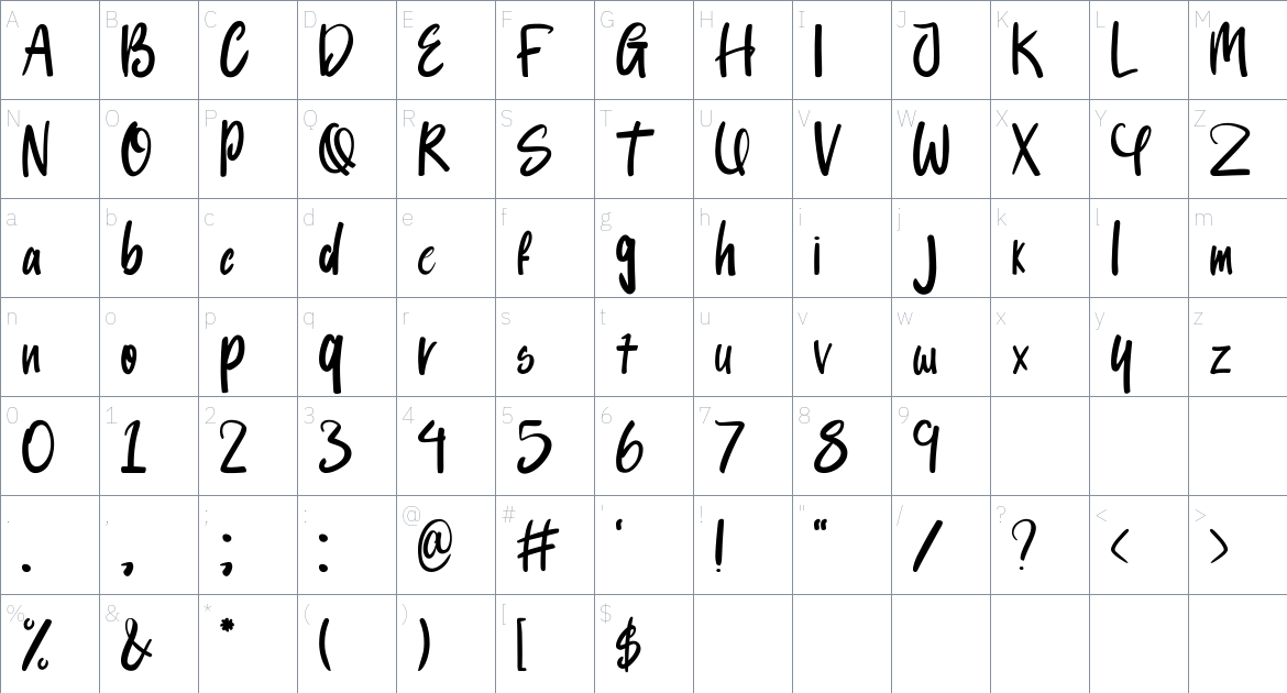 Balorine Font font Character Map