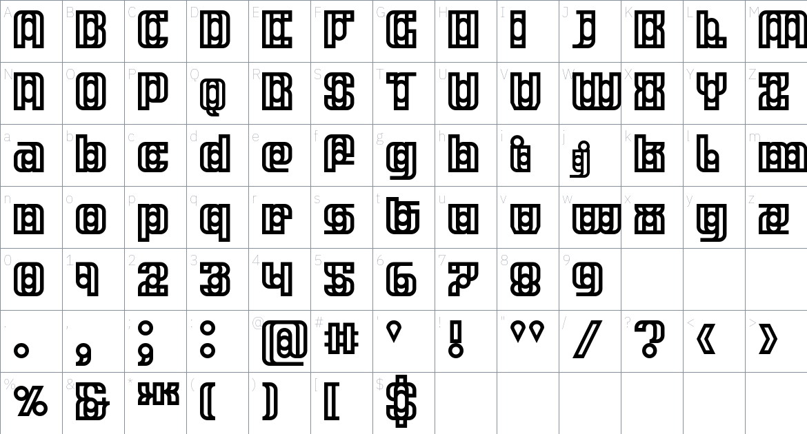 Tangereen Font font Character Map