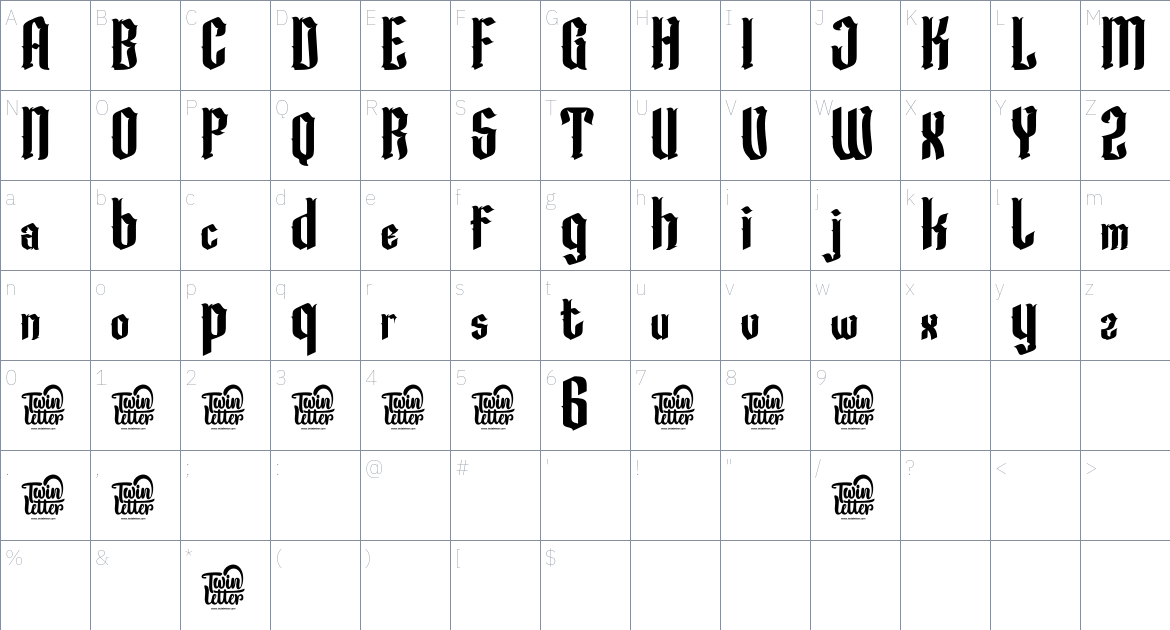 Kohirug font Character Map