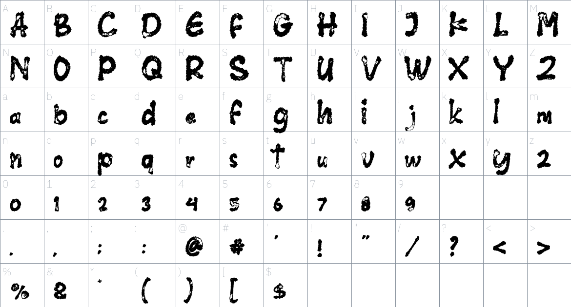 law_OF_ARUCH font Character Map