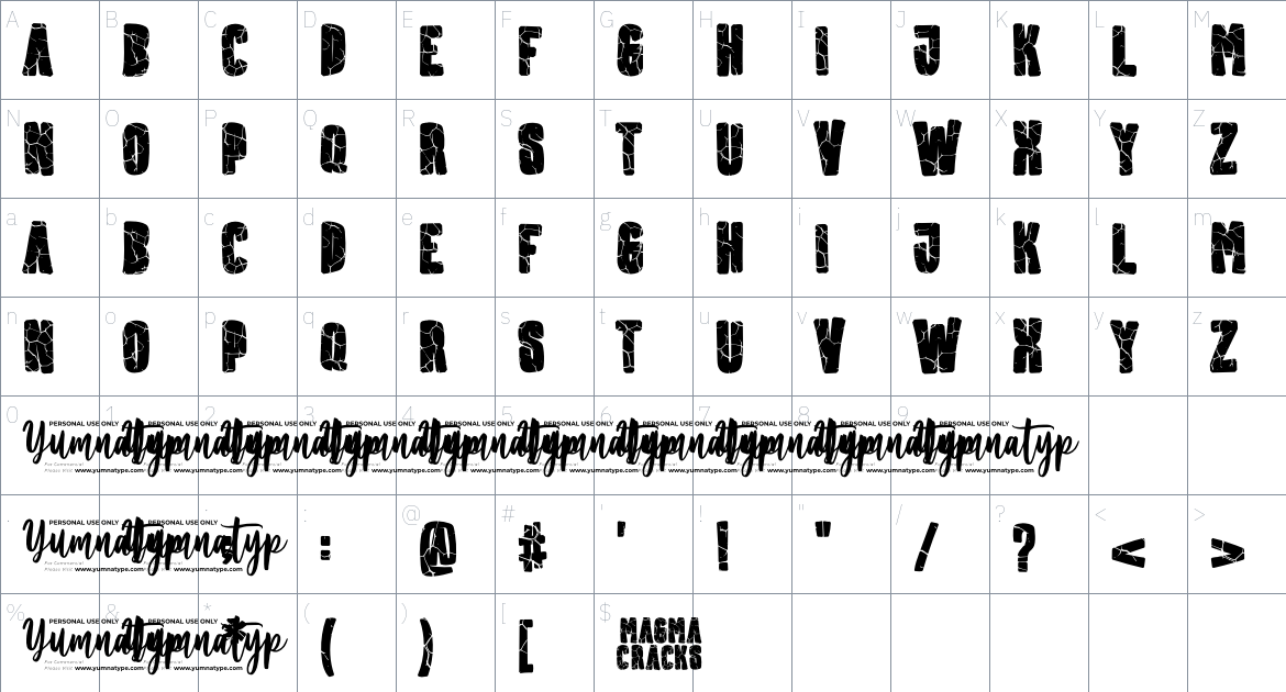 Magma Cracks font Character Map