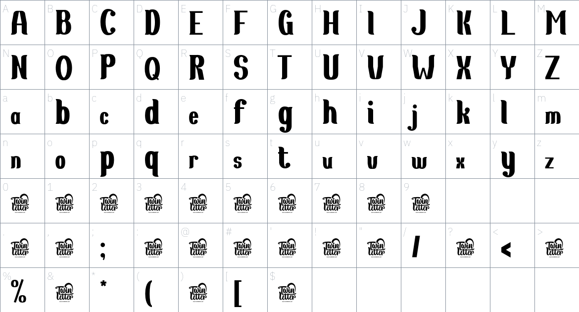 Moveri font Character Map