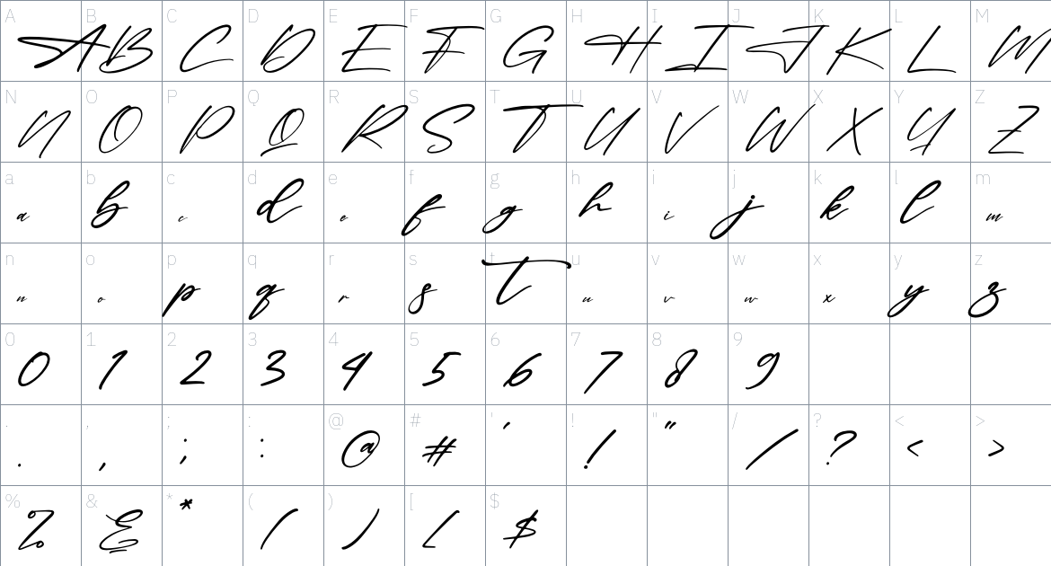 Contage Bright font Character Map