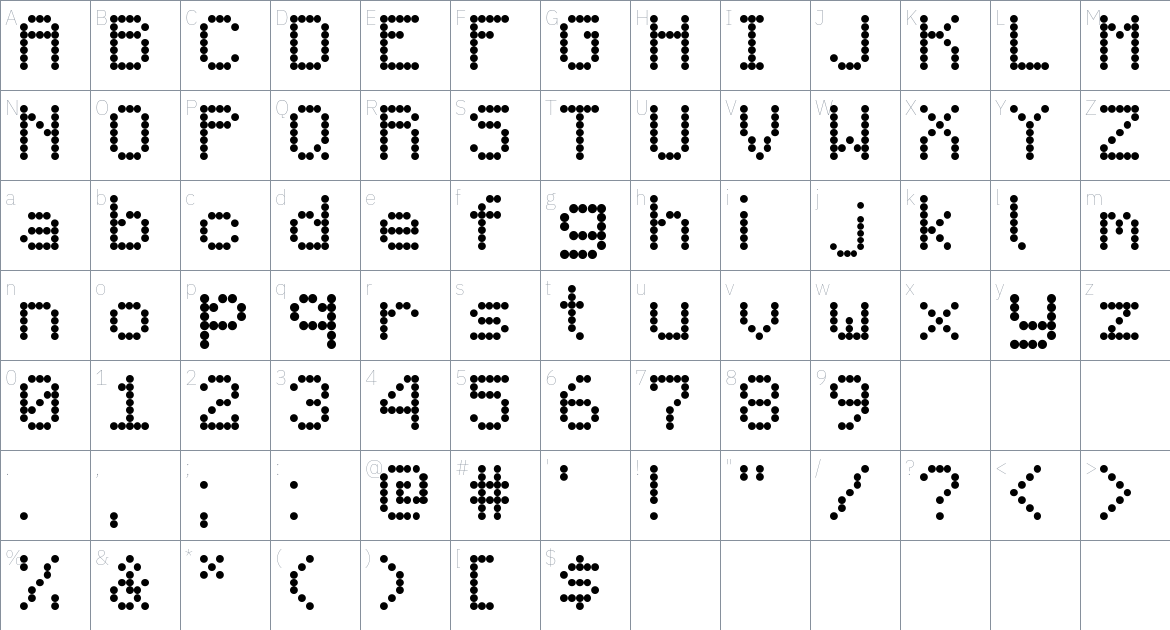 Minecart LCD Font font Character Map