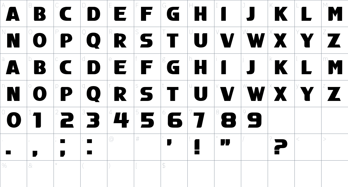 Magistros font Character Map