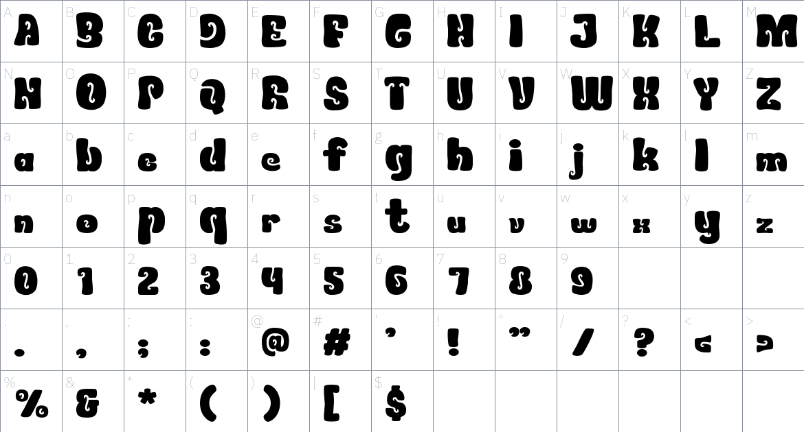 Funk Jive font Character Map