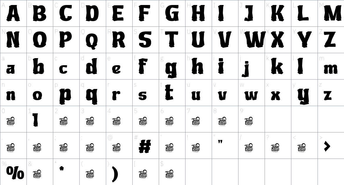 Xutwef font Character Map