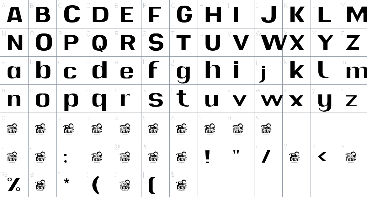 Fhayu font Character Map