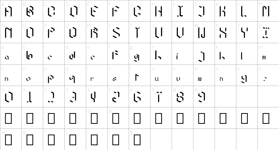 Astrohex Font font Character Map