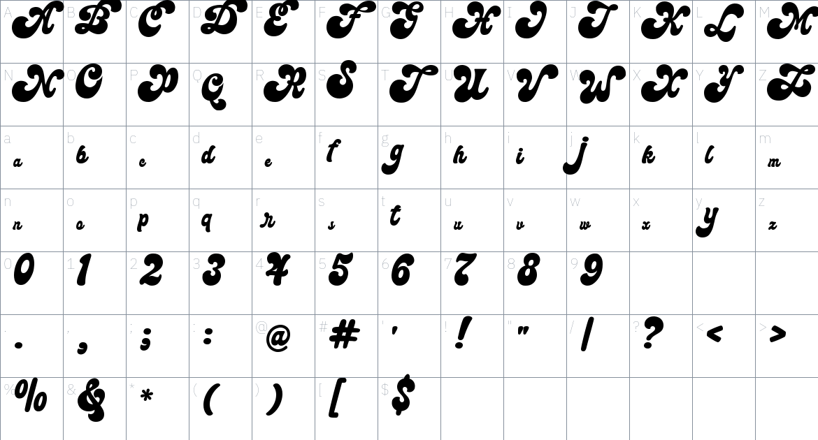 Mangolia font Character Map