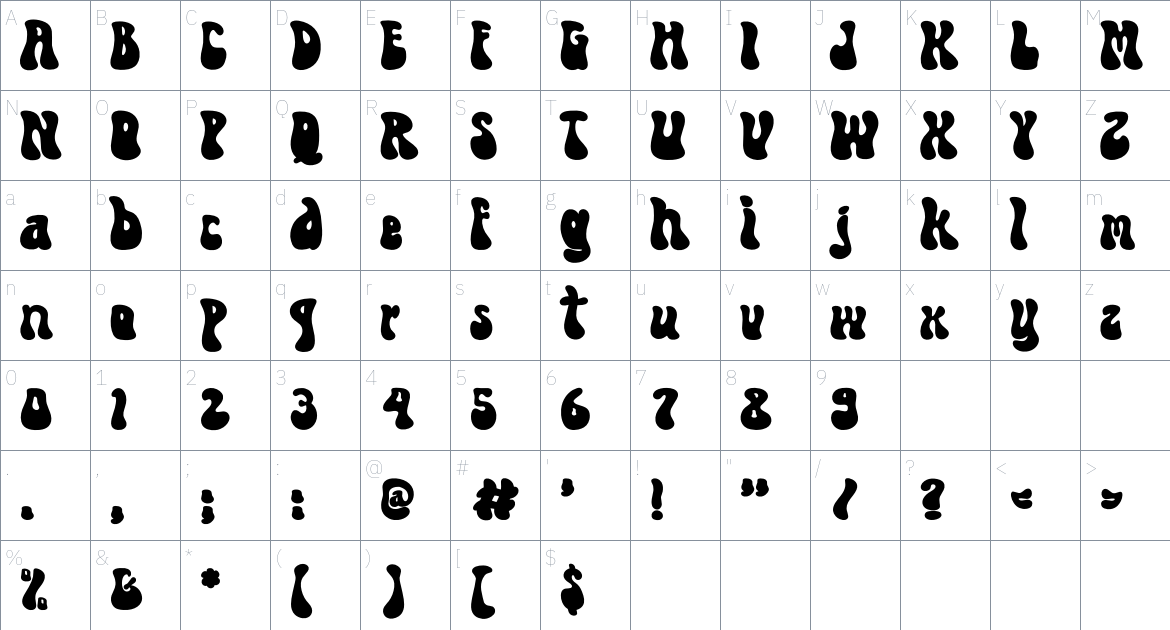 Megic Bolds font Character Map