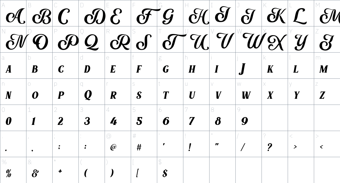 Marons Font font Character Map