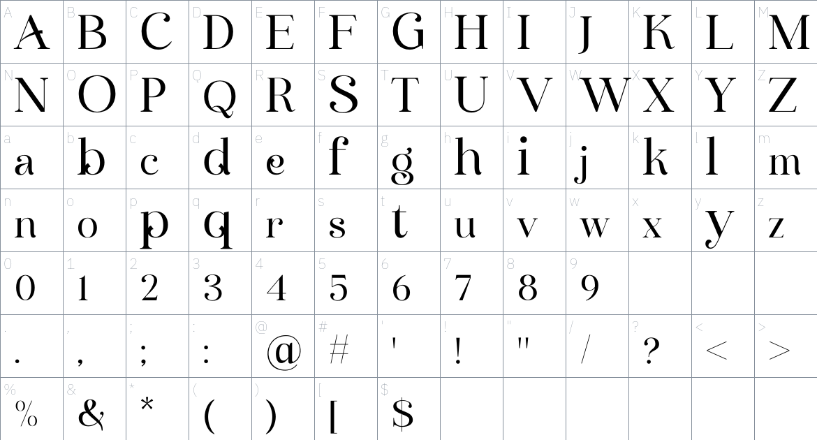 Clarine Font font Character Map