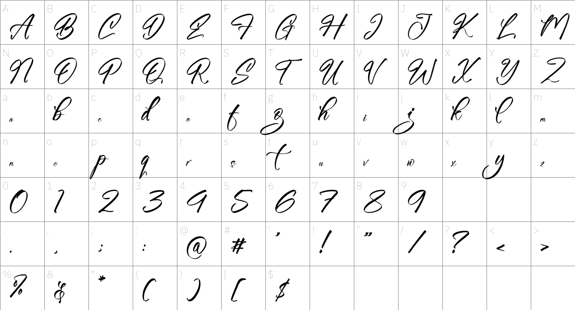 Balemyts Mirage font Character Map