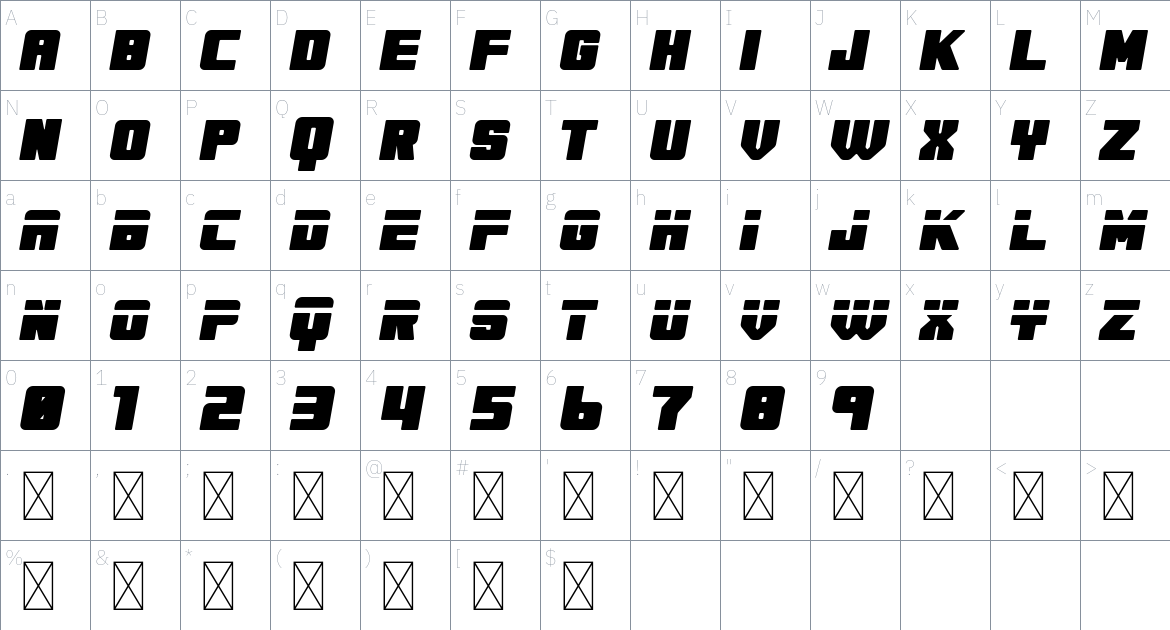 Vegapunk font Character Map