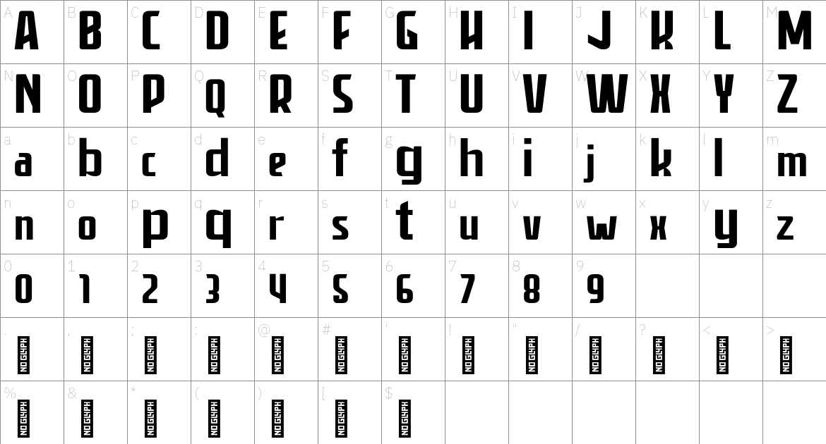 Befrung Personal Use font Character Map