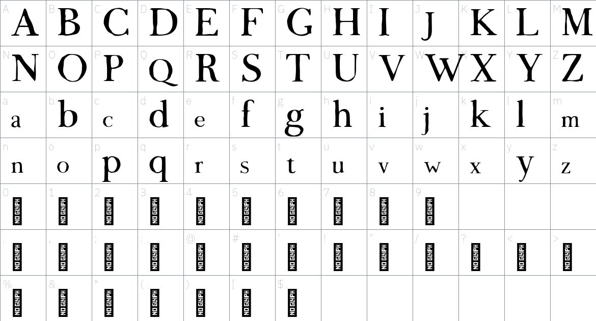 Morgen font Character Map