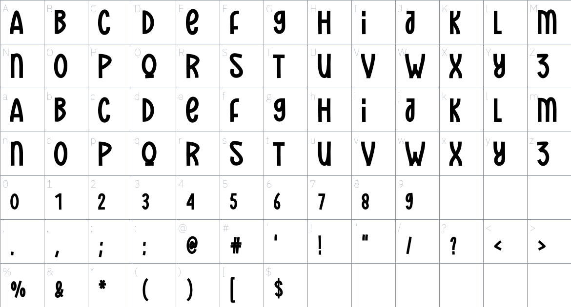 Our Christmas font Character Map