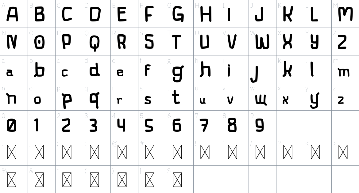 Organico Font font Character Map