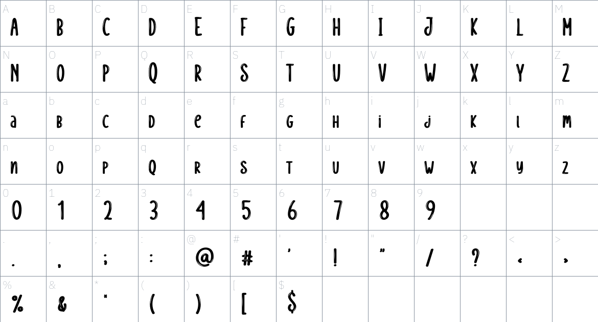 Journal font Character Map