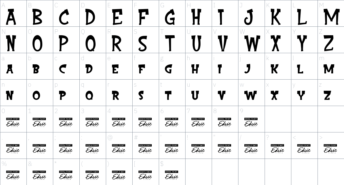 Captain Jerry font Character Map