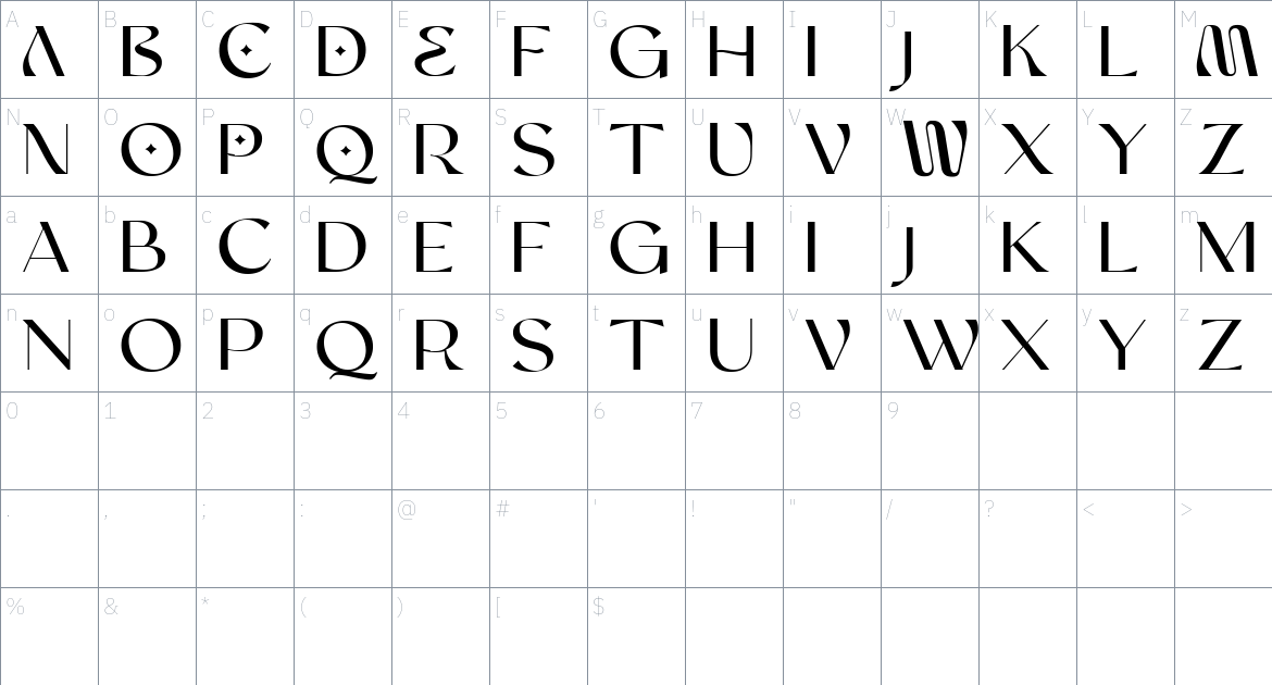 Bame Font font Character Map