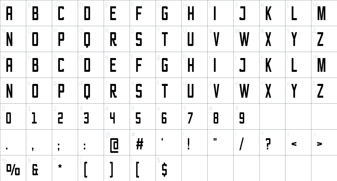 Bootshaus Font font Character Map