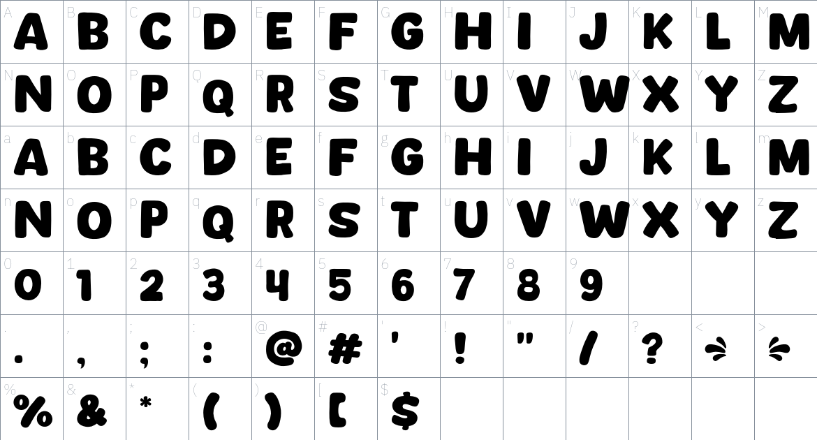 Stopbuck font Character Map