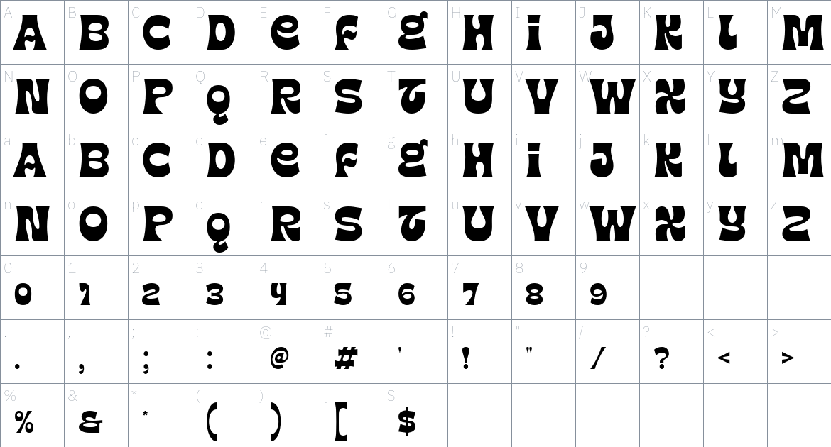 Stero Mont font Character Map