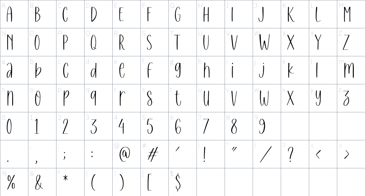 Bakehouse font Character Map