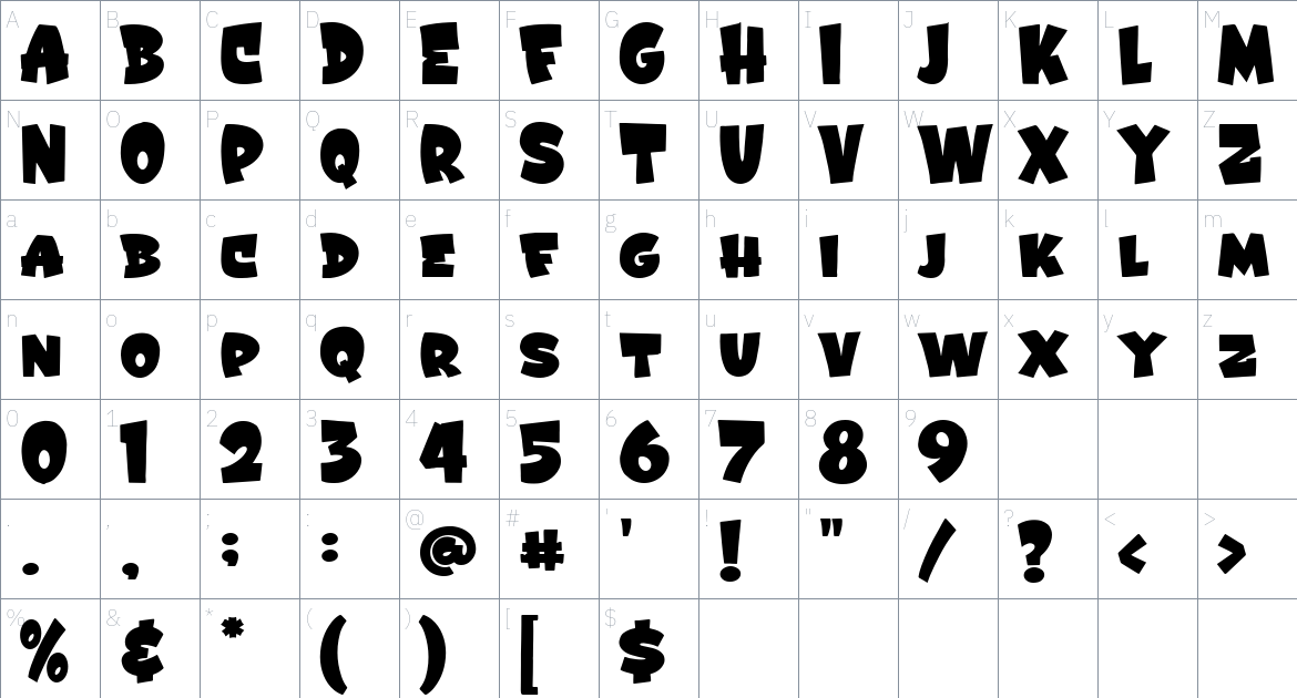 Blood Blaster Font font Character Map