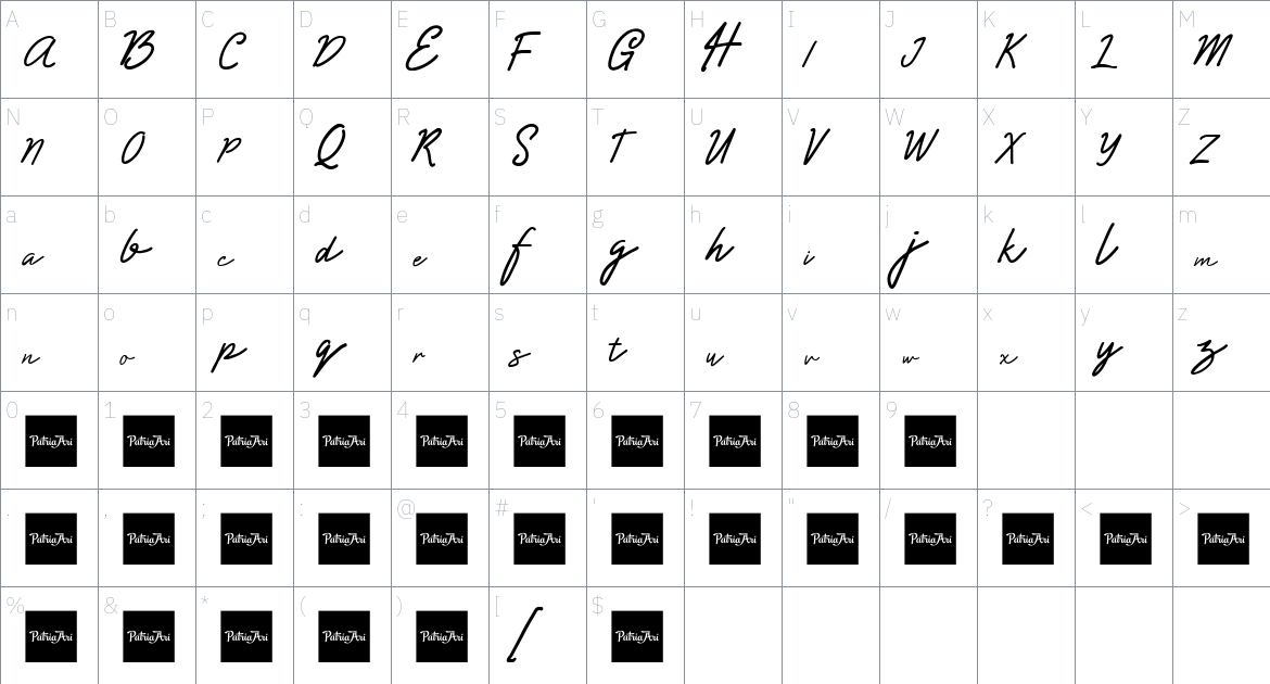 Shearlight Font font Character Map