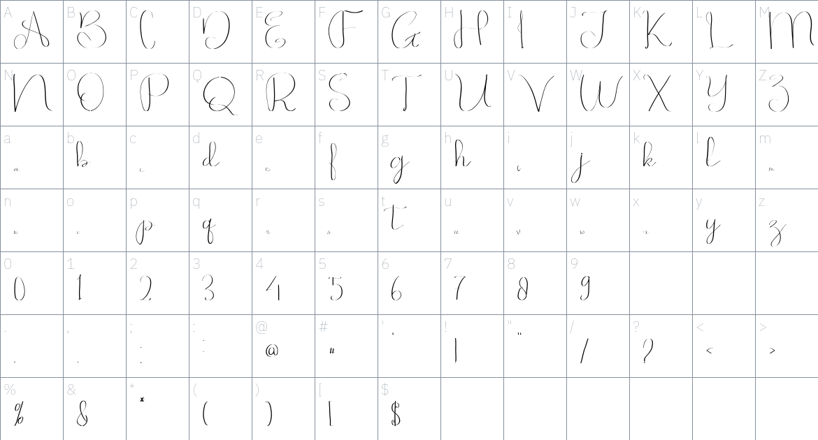 Aldenia Adnan font Character Map