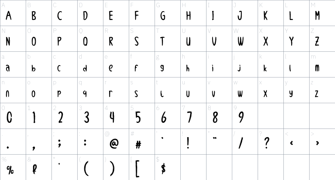 EvilShadow font Character Map