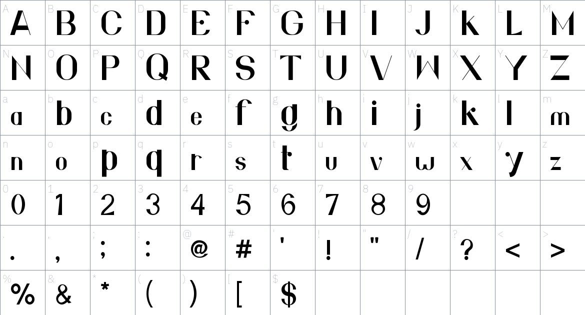 Ketsiyo Font font Character Map